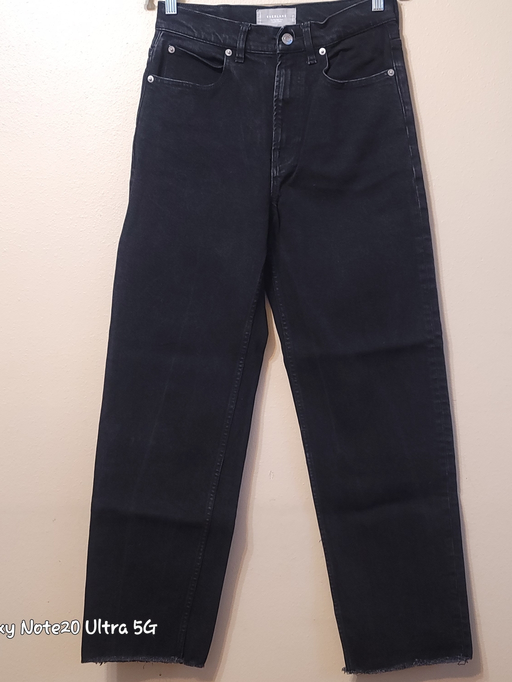 Everlane The Way-High Jean Black Coal Straight Raw Hem 27 Long 27L